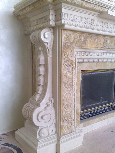 A fragment of the fire-place. Material: marble, onyx.